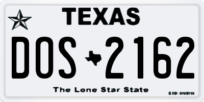 TX license plate DOS2162
