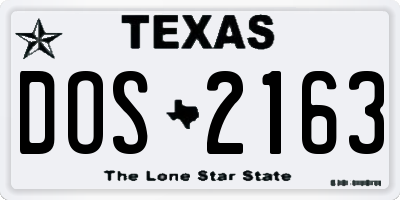 TX license plate DOS2163