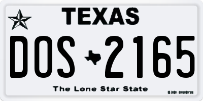 TX license plate DOS2165