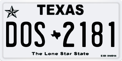 TX license plate DOS2181