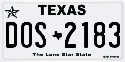 TX license plate DOS2183