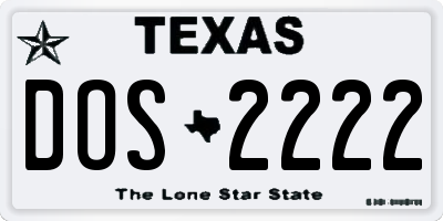 TX license plate DOS2222