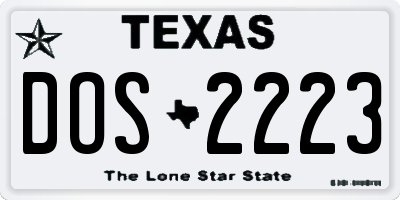 TX license plate DOS2223