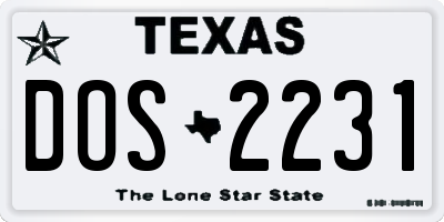 TX license plate DOS2231