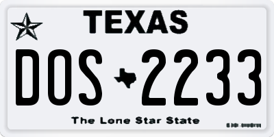 TX license plate DOS2233