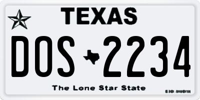 TX license plate DOS2234