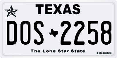 TX license plate DOS2258