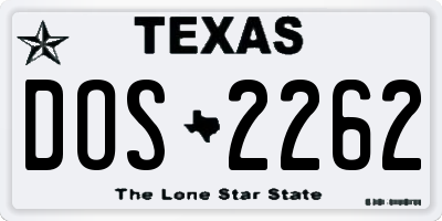 TX license plate DOS2262