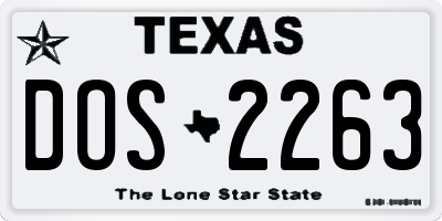 TX license plate DOS2263