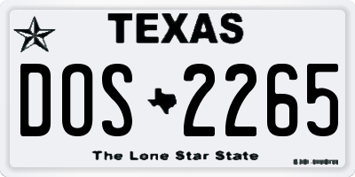 TX license plate DOS2265