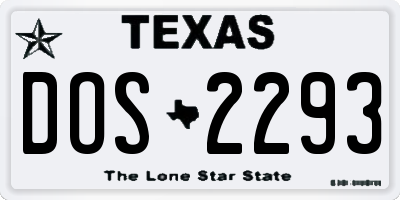 TX license plate DOS2293