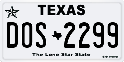 TX license plate DOS2299