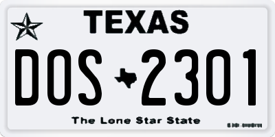 TX license plate DOS2301