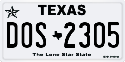 TX license plate DOS2305