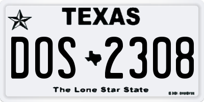 TX license plate DOS2308