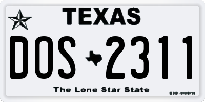 TX license plate DOS2311