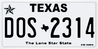 TX license plate DOS2314