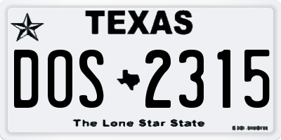 TX license plate DOS2315