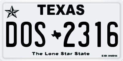 TX license plate DOS2316