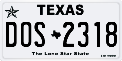 TX license plate DOS2318