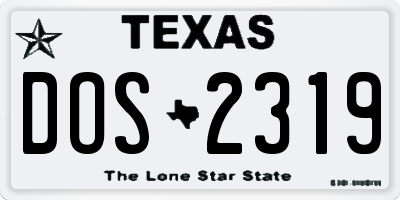 TX license plate DOS2319