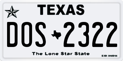 TX license plate DOS2322