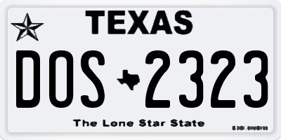 TX license plate DOS2323