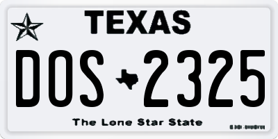 TX license plate DOS2325