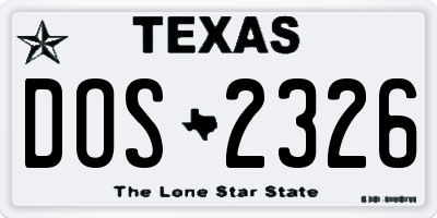 TX license plate DOS2326