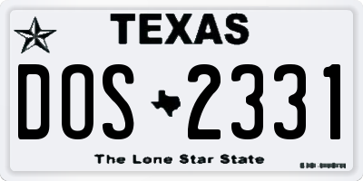 TX license plate DOS2331