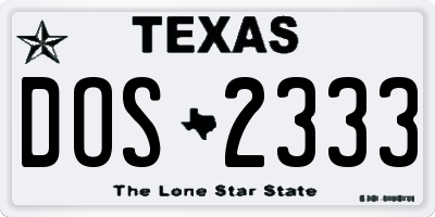 TX license plate DOS2333