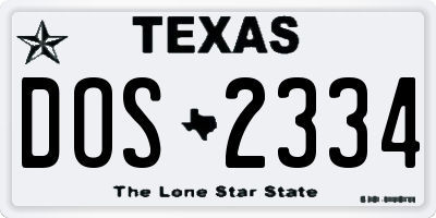 TX license plate DOS2334