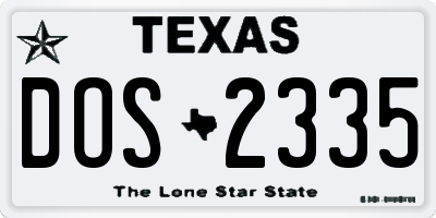 TX license plate DOS2335
