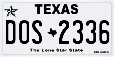 TX license plate DOS2336