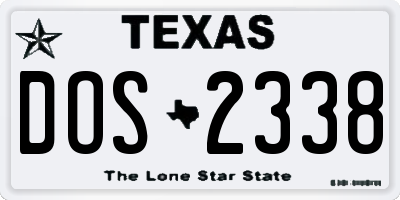 TX license plate DOS2338