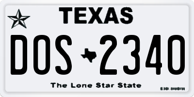 TX license plate DOS2340