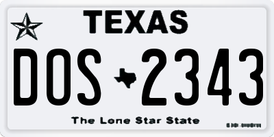 TX license plate DOS2343