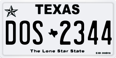 TX license plate DOS2344