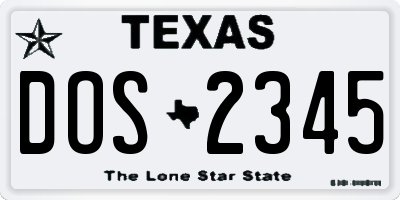 TX license plate DOS2345