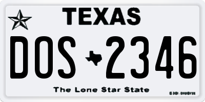 TX license plate DOS2346