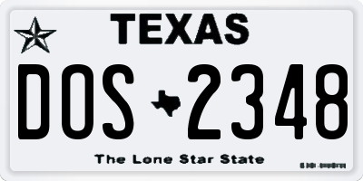 TX license plate DOS2348