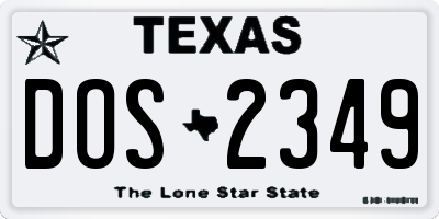 TX license plate DOS2349