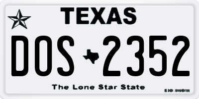 TX license plate DOS2352