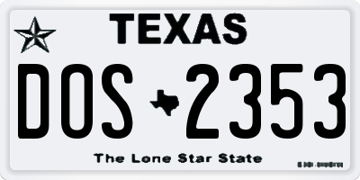 TX license plate DOS2353
