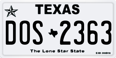 TX license plate DOS2363