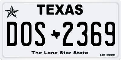 TX license plate DOS2369