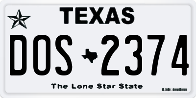 TX license plate DOS2374