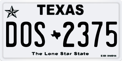 TX license plate DOS2375