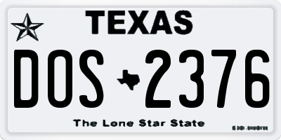 TX license plate DOS2376