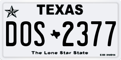 TX license plate DOS2377